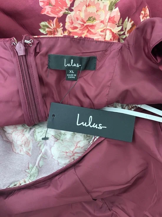 Lulu’s Unbelievably Lovely Red Floral Babydoll Empire Waist Mini Dress NWT XL - Picture 13 of 13